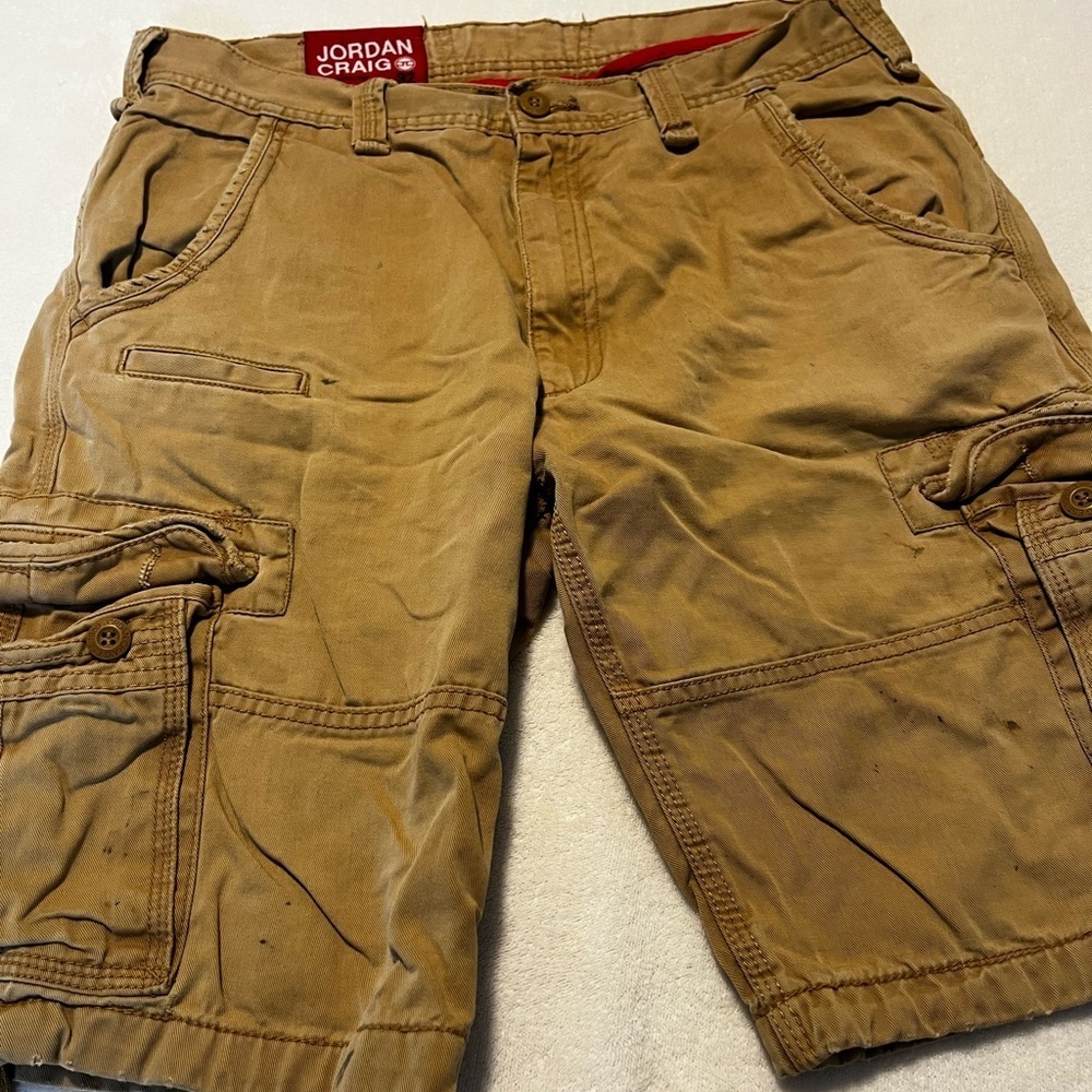 Jordan Craig Cargo Shorts Men’s Tan Khaki Utility Pocket Shorts Size 32 - Picture 4 of 5
